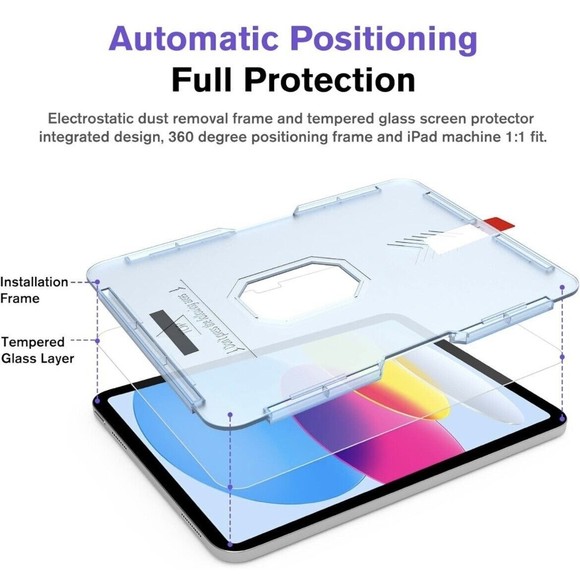Glass Screen Protector (2) For iPad 10th Generation EZ Kit Silkfeel 10.9" 2022 - Picture 3 of 6